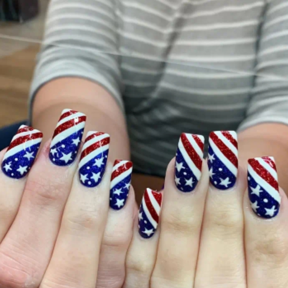Patriotic Red, White, and Blue Nail Art